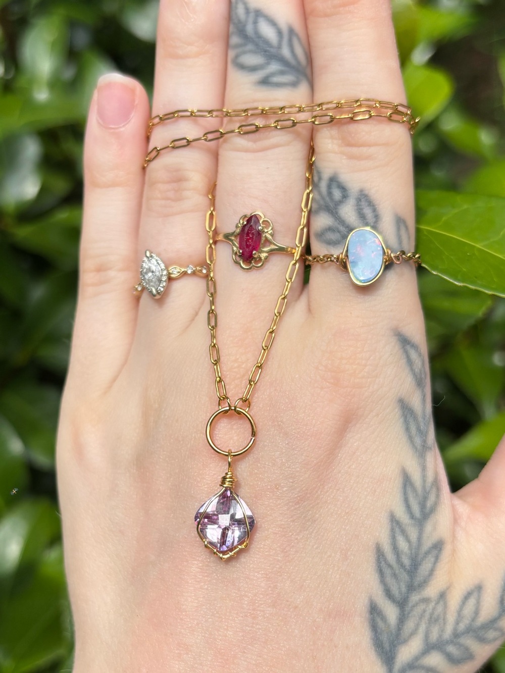 Mystic topaz charm necklace